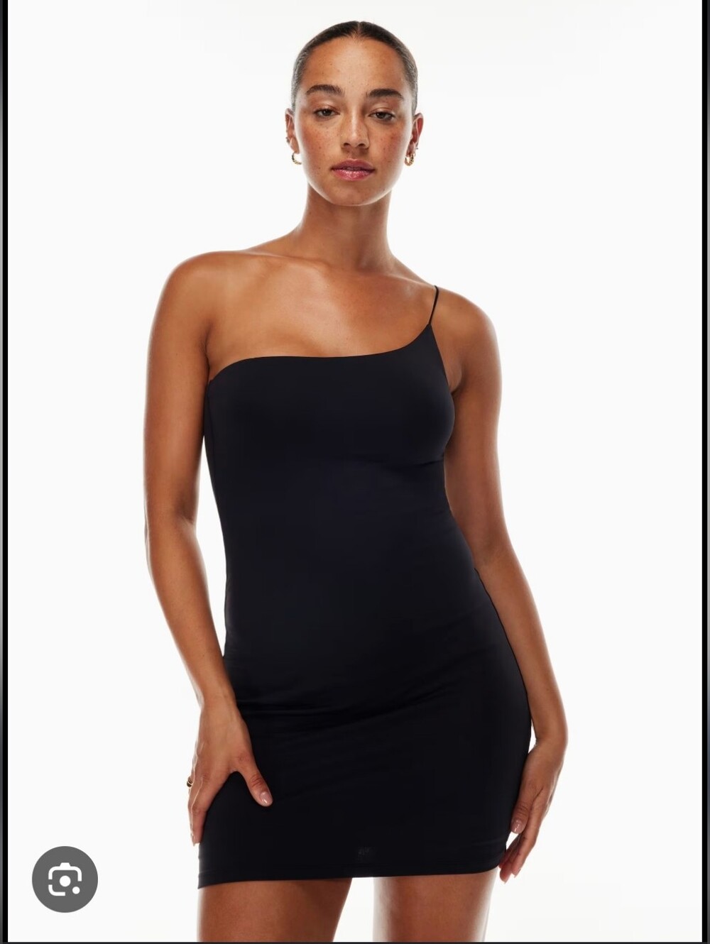 Aritzia One-Shoulder Mini Dress in Black